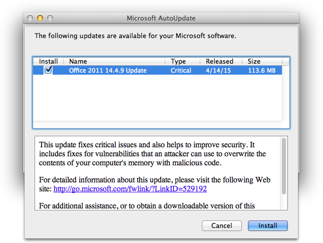 Microsoft Office Update For Mac